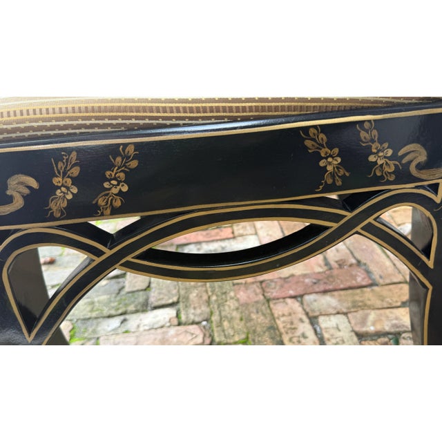 Pair of Century Furniture Black & Gold Chinoiserie Side Chairs For Sale - Image 14 of 18