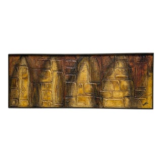 Brutalist Abstract Architectural Mixed Media, Vintage For Sale