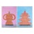 2025, Pink and Blue Trophies, Modern Still Life Vessels, Acrylic Paint and Gouache Crayon on Watercolor Paper - Set of 2 For Sale