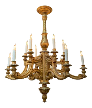 19th Century Italian Carved and Giltwood 12-Light Chandelier