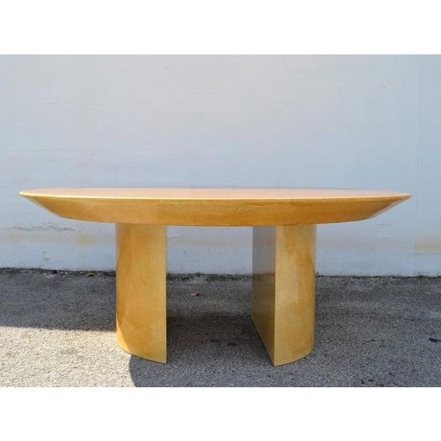 Mid-Century Modern Karl Spring Mid-Century Modern Lacquered Goat Skin Dining, Conference Table 70s For Sale - Image 3 of 14