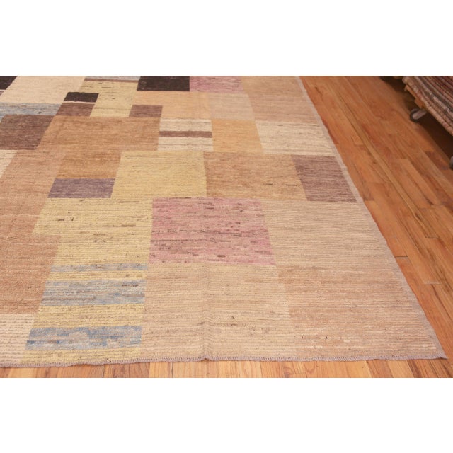 Modern Hand Knotted Colorful Geometric Area Rug For Sale - Image 4 of 8