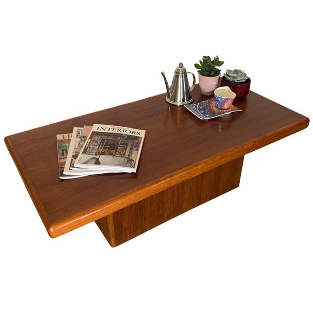 Brown Mid-Century Scandinavian Danish Teak Columnar Low Statement Coffee Table, 1960s For Sale - Image 8 of 9