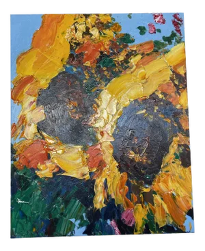 “Sunflowers” Contemporary Abstract Floral Acrylic Painting by Agostino Veroni