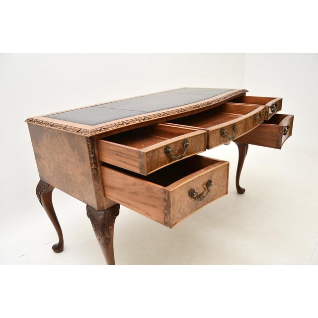 Burr Walnut Desk with Leather Top, 1930s For Sale - Image 12 of 13
