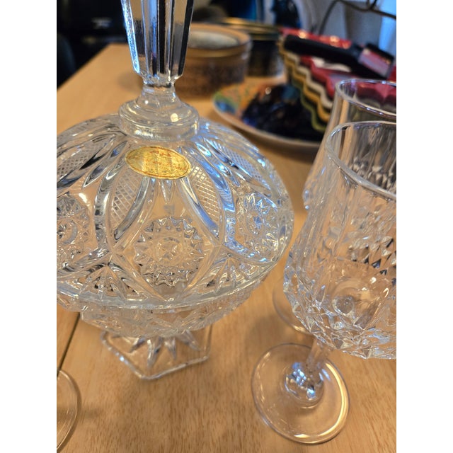 Cristal d' Arques 1960s Long Stem 24% Lead Crystal Champagne Glasses With Candy Dish - Set of 5 For Sale - Image 4 of 7