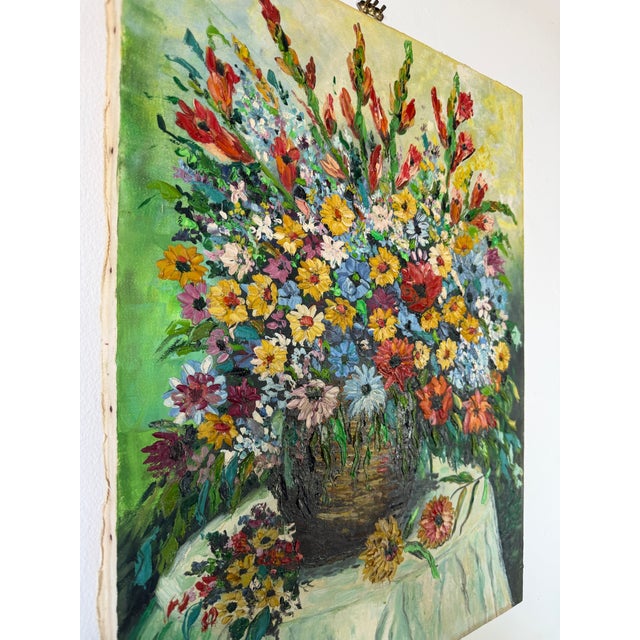Vintage Impressionist Floral Still Life Oil Painting on Canvas - Unframed For Sale - Image 9 of 13