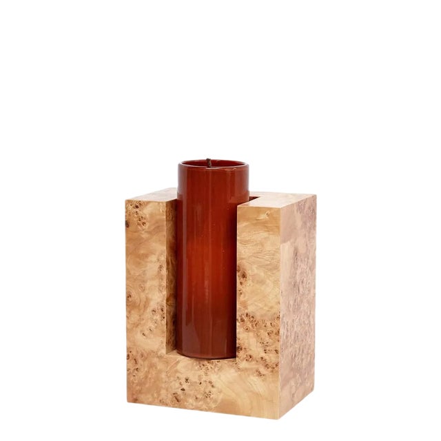 Wood and Murano Glass Vase Y from 27 Woods for Chinese Artificial Flowers by Ettore Sottsass For Sale