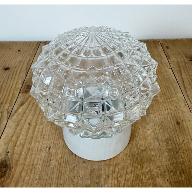 Industrial Vintage White Porcelain Ceiling Light, 1970s For Sale - Image 3 of 14
