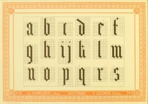 1907 Dutch Letterpress Sheet, Matted (Abcdef Ghijklm Uopqrs)