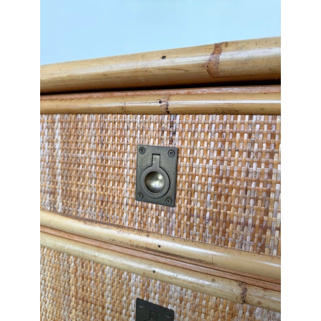 Bamboo Rattan and Brass Sideboard by Dal Vera, Italy, 1970s For Sale - Image 4 of 12