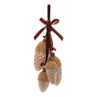 Glass Pine Cone Drop Ornaments (Set of 6)  7" Nature-Inspired Christmas Décor For Sale