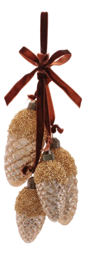 Glass Pine Cone Drop Ornaments (Set of 6)  7" Nature-Inspired Christmas Décor