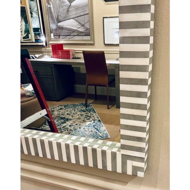 Made Goods Made Goods Modern Faux White Bone Jonah Wall Mirror For Sale - Image 4 of 5