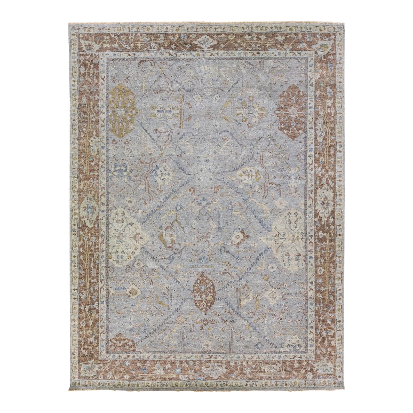 Apadana's Artisan Collection Handmade Floral Gray Wool Rug | Chairish