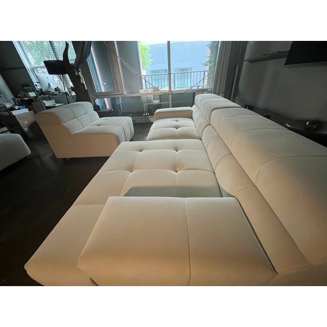 Large Cantoni 3-Pc Modular Sectional Sofa in Off-White Cream Micro-Suede, Like New For Sale - Image 9 of 14