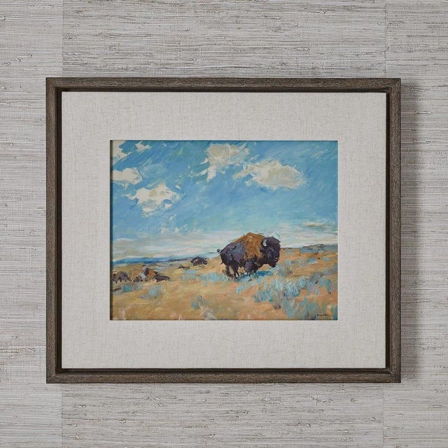 Buffalo Plains - Framed Canvas For Sale - Image 4 of 7