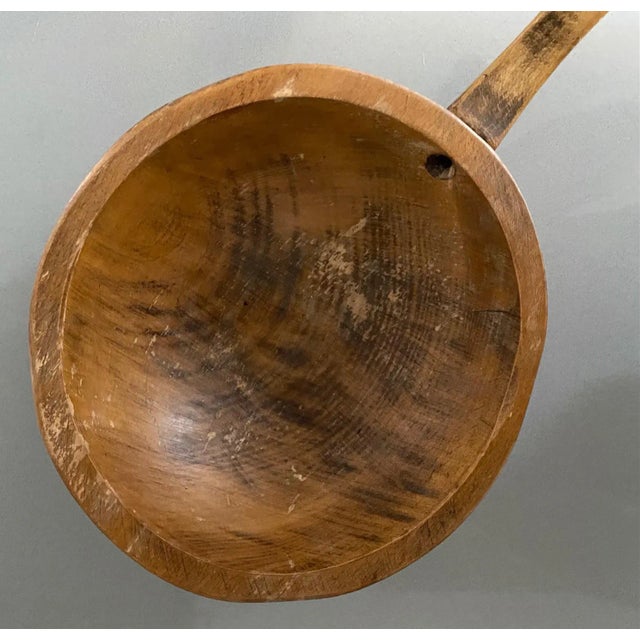 Mid 20th Century Mid 20th Century Hand Carved Wood Bowl With Handle For Sale - Image 5 of 9