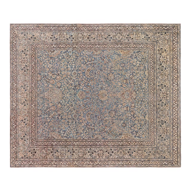 Antique Persian Meshad Handmade Wool Rug For Sale