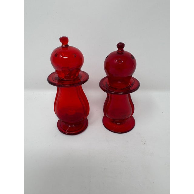 1950s 1950s Murano Glass Ruby Salt and Pepper - a Pair For Sale - Image 5 of 5