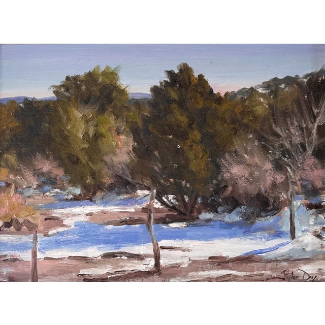 Winter Sunlight and Shadows by Stephen Day | Oil Painting of a winter landscape with trees and shadows For Sale