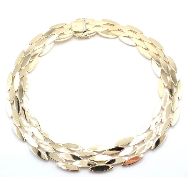Contemporary Late 20th Century Cartier Five-Row Gentiane Rice Wide Yellow Gold Link Necklace For Sale - Image 3 of 8