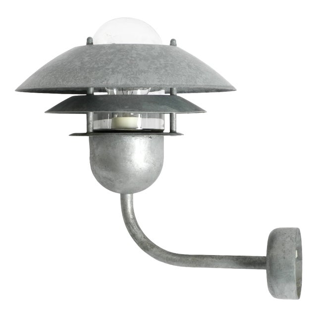 Vintage Danish Outdoor Lamp in Galvanized Steel and Glass Shade from Nordlux, 1990s For Sale