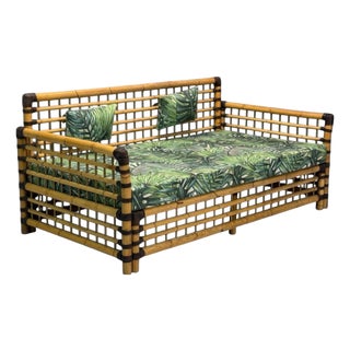 Studio Smania, Italian Modern, Bamboo, Cane, Fabric, Sofa, Italy, 1970s For Sale