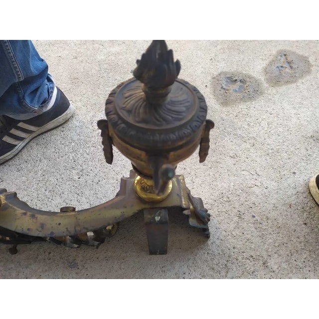 Louis XVI Style Gilt Bronze Fireplace Andiron For Sale - Image 10 of 18