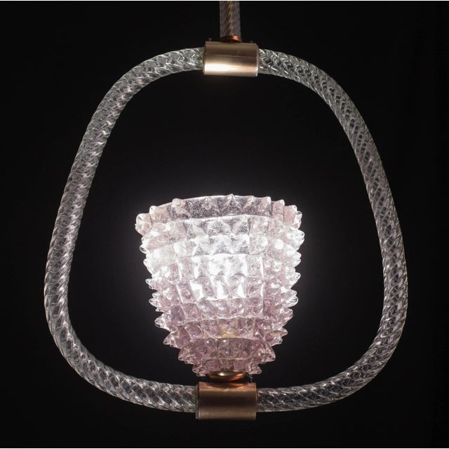 Pink Rostrato Murano Glass Pendant by Barovier & Toso, 1940s For Sale - Image 9 of 12