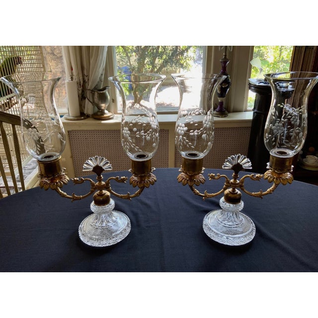 Pair of Restauration Bronze Ormolu & Cut Glass Candelabra c.1825-1840 Paris France For Sale - Image 9 of 12
