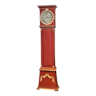 19th Century Swedish Tall Clock With Red Painted Case For Sale