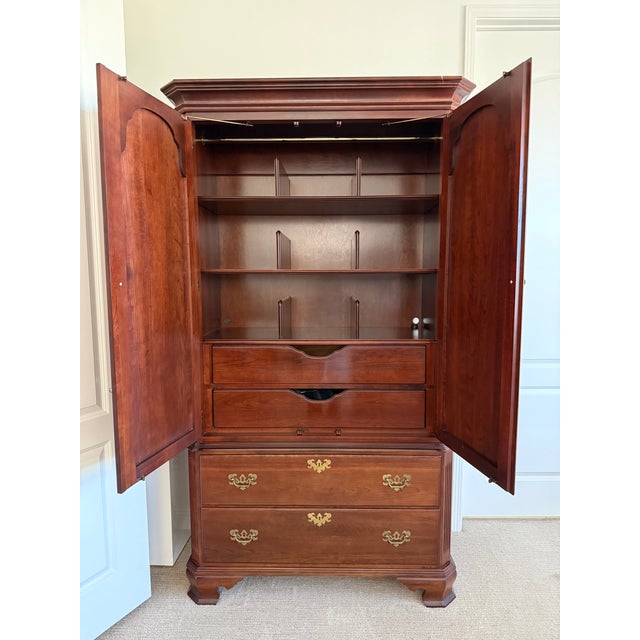 Brown Ethan Allen Georgian Solid Cherry Wood Armoire For Sale - Image 8 of 8