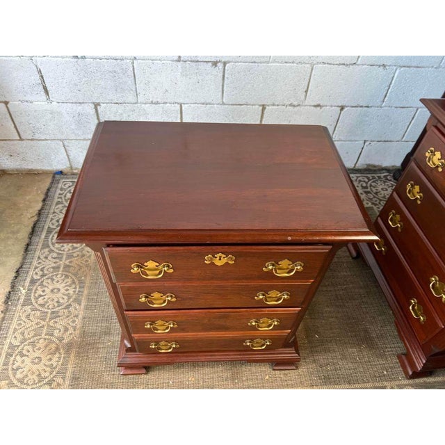 Colonial Furniture Co Pair Chippendale Style Solid Cherry Small Chests or Nightstands Four Drawers. For Sale - Image 4 of 12