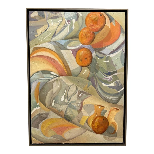 Original Modern Still Life of Oranges and Pottery by A. Breuer For Sale