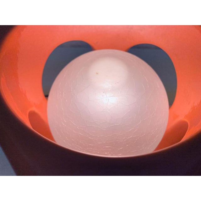 Space Age Cube-Shaped Orange Ceramic Table Lamp, 1970s For Sale - Image 6 of 11