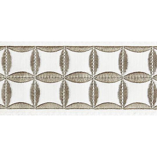 Sample, Scalamandre Fiori Embroidered Tape, Platinum For Sale