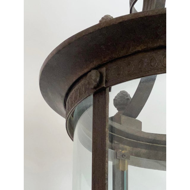 French Large Louis XVI Style Bronze and Iron 6-Light Hanging Lantern For Sale - Image 3 of 10