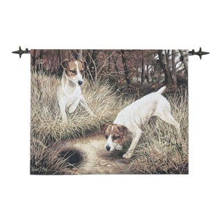 Jack Russells Loom Woven Tapestry - 66 X 82 Cm (2'2" X 2'8") - Requires Rod Size 2 For Sale