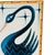 ‍Tatiana Duperault Black Swan Original Oil Painting, Mid-Century Style, Navy and Cream, Faux Bamboo Frame For Sale - Image 4 of 4