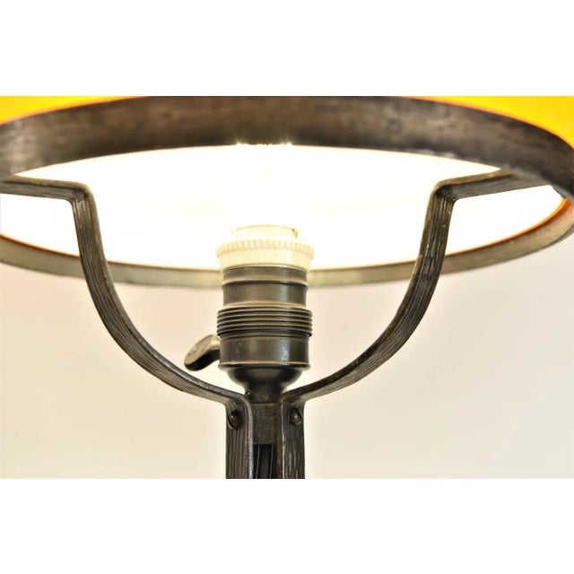 Art Nouveau Wrought Iron and Glass Table Lamp from Jugendstil, Sweden, 1920s For Sale - Image 9 of 13