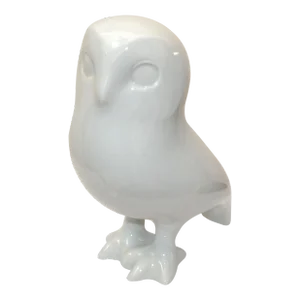 Marked White Royal Dux Porcelain Snow Owl, Animal Sculpture Mid-Century Modern