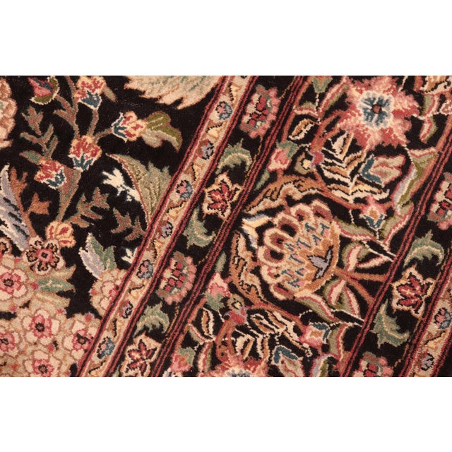 1990s Art Nouveau 1990's Pak-Persian Black/Pink Wool Rug - 6'0'' X 9'3'' For Sale - Image 5 of 9