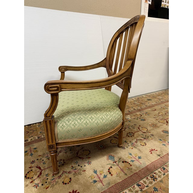 Early 21st Century Louis XVI Reproduction Teak Wood Lounge Chair For Sale - Image 5 of 12