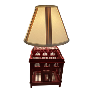 Vintage Red Birdcage Lamp Base, 1960s–1970s