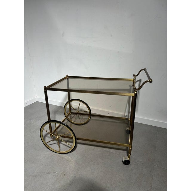 Hollywood Regency Regency Bar Trolley in Glass For Sale - Image 3 of 4