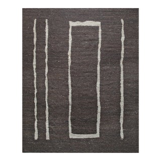 4x6 Talia Delicate Brown Kilim Minimalist Geometric Flatweave Wool Carpet Rug For Sale
