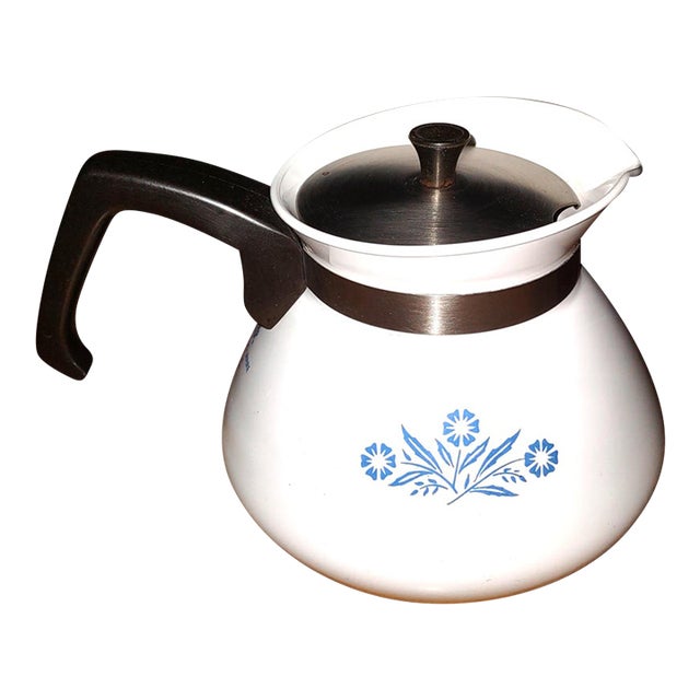 Mid 20th Century Mid Century Modern Corning Ware 6 Cup Cornflower Teapot For Sale