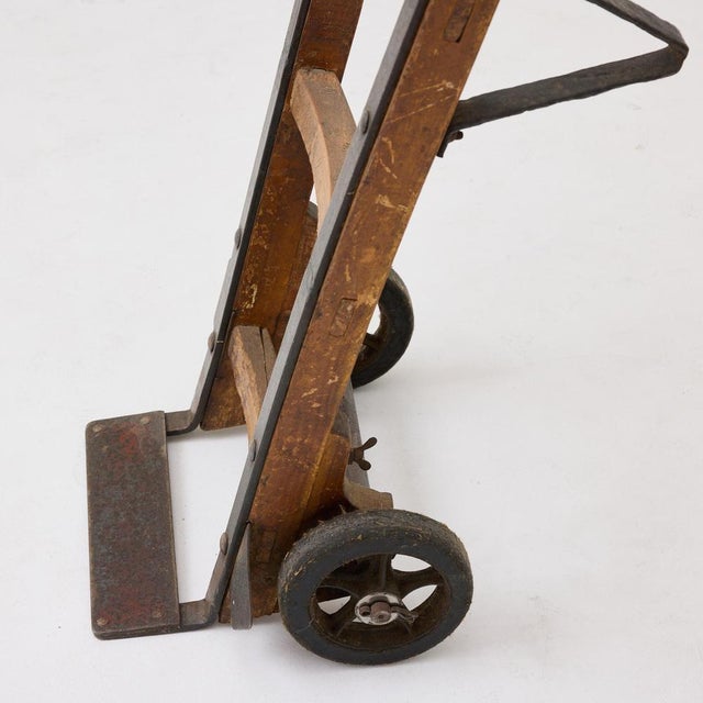 1930s Vintage Industrial Wood and Iron Hand Truck, 1930s For Sale - Image 5 of 14