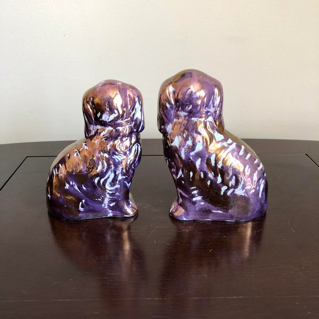 Purple Antique Purple Lusterware Staffordshire Spaniels- a Pair For Sale - Image 8 of 10